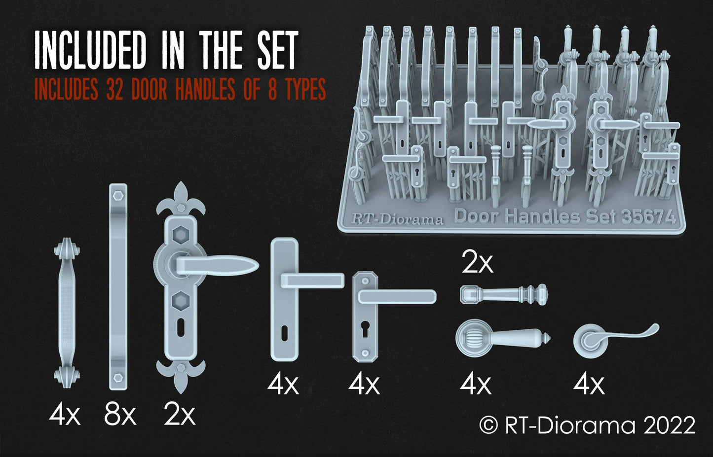 RT DIORAMA 35674 1/35 3D Printed Door Handles Set