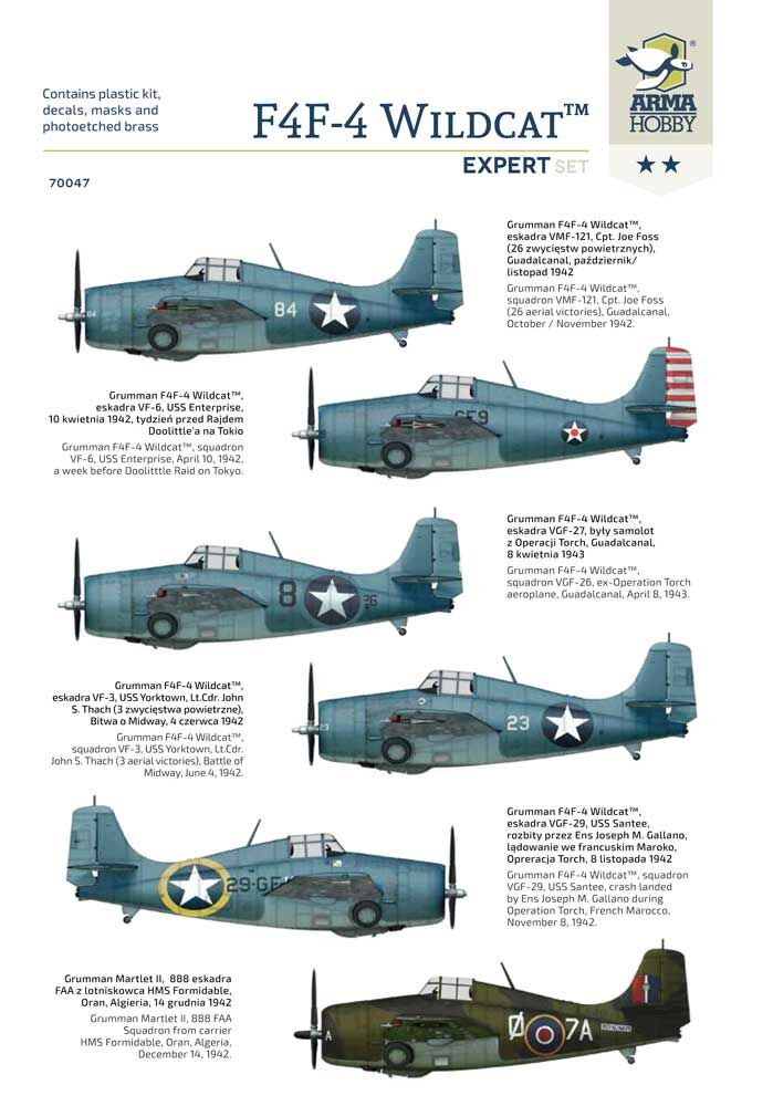 ARMA 70047 1/72 F4F-4 Wildcat - Expert Set