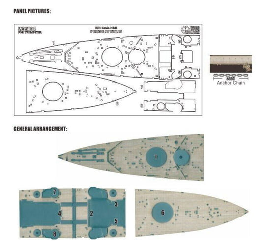FlyHawk W35094 1/350 HMS PRINCE OF WALES (FOR TRUMPETER 80606£©Wooden Deck