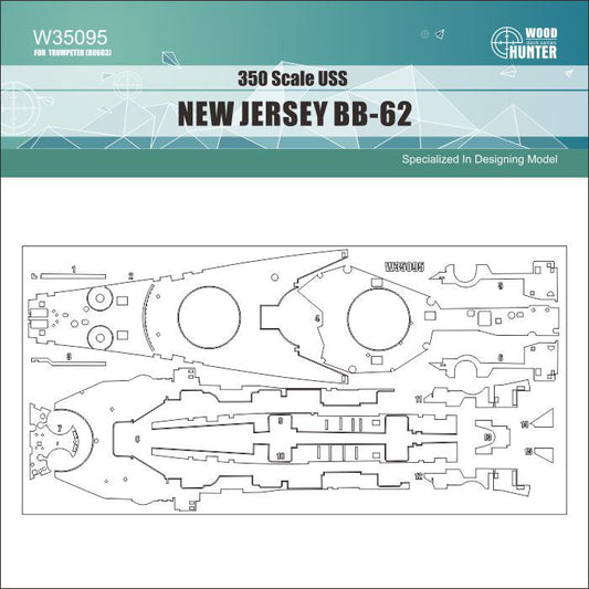 FlyHawk W35095 1/350 USS NEW JERSEY BB-62£¨FOR TRUMPETER 80603£©Wooden Deck