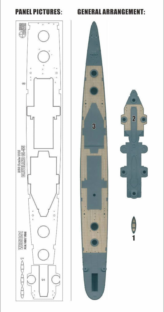 FlyHawk W35091 1/350 USS CLEVELAND CL-55£¨FOR VERY FIRE VF350920£©Wooden Deck